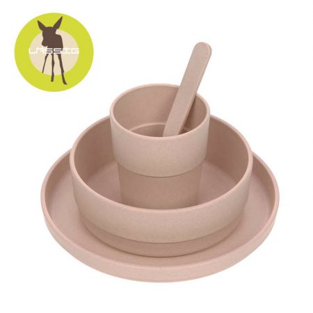 Coffret repas PP/cellulose uni rose poudré