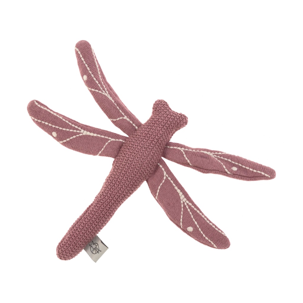 [1313009610] Hochet tricoté libellule rouge