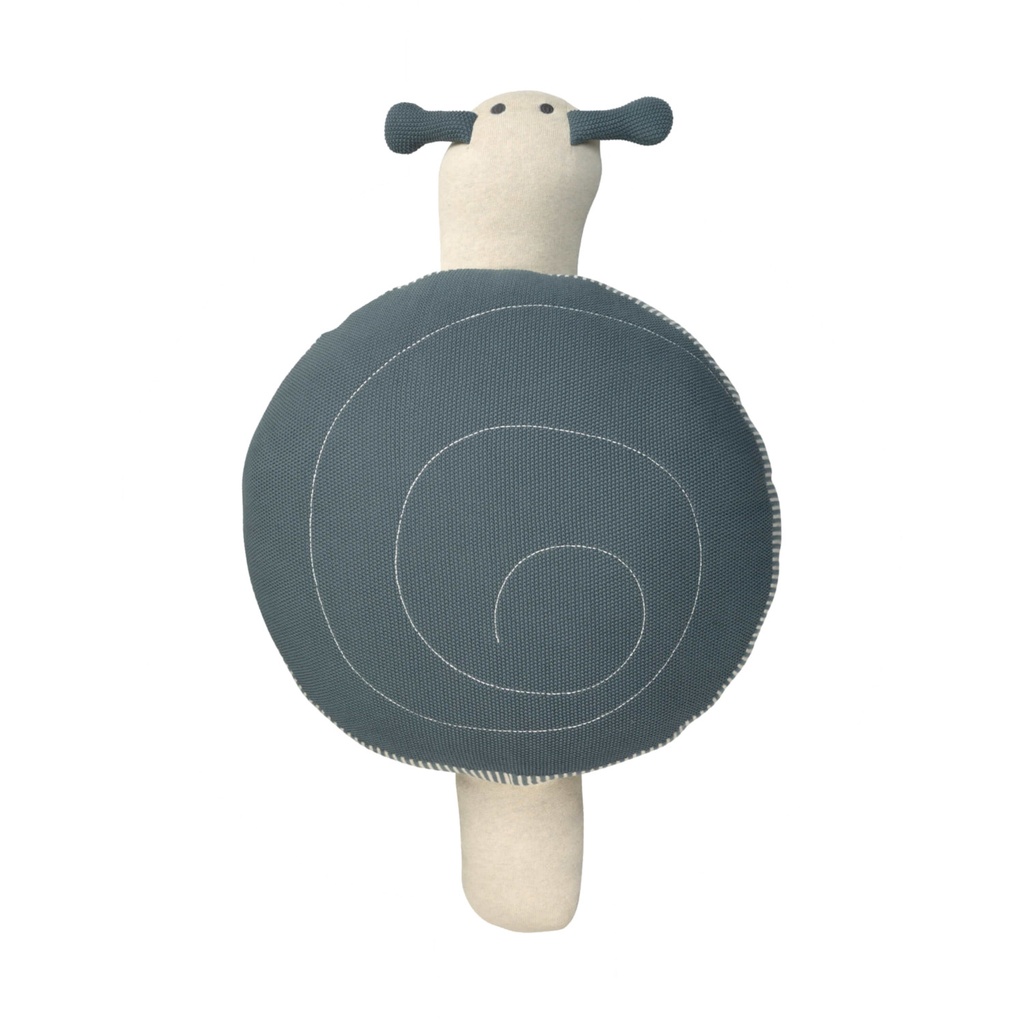 Pouf tricoté escargot bleu