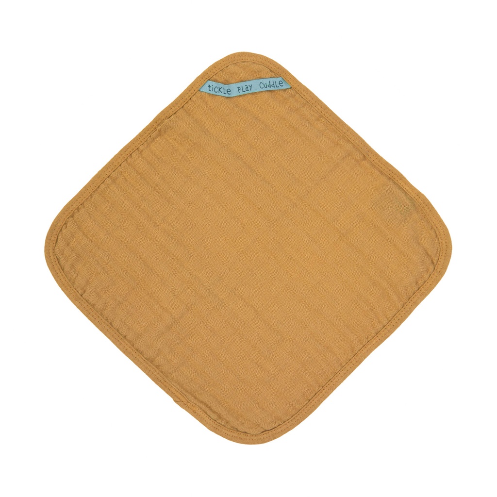 Lot de 3 débarbouillettes en mousseline moutarde