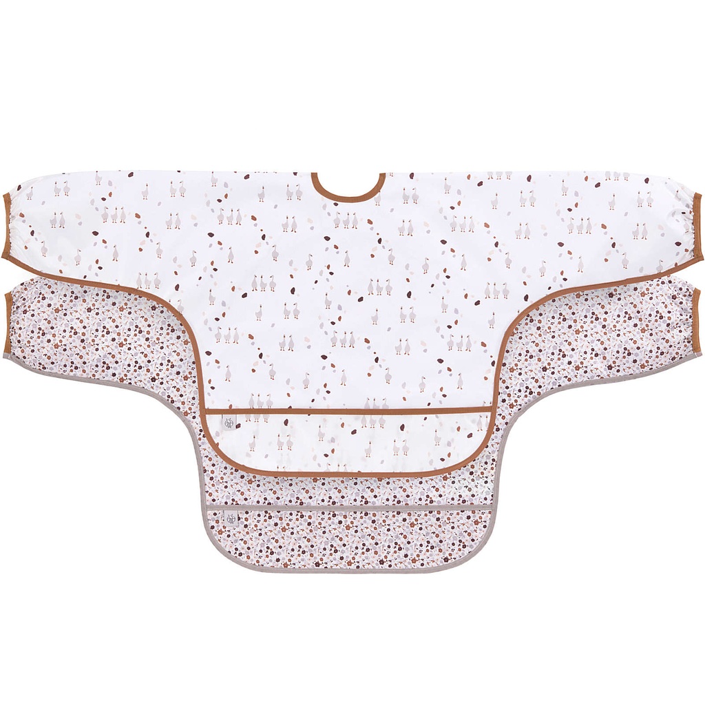 Lot de 2 bavoirs manche longue avec poche oie lilas