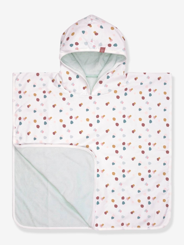 [1433003135] Poncho de plage fille à pois blanc