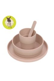 Coffret repas PP/cellulose uni rose poudré