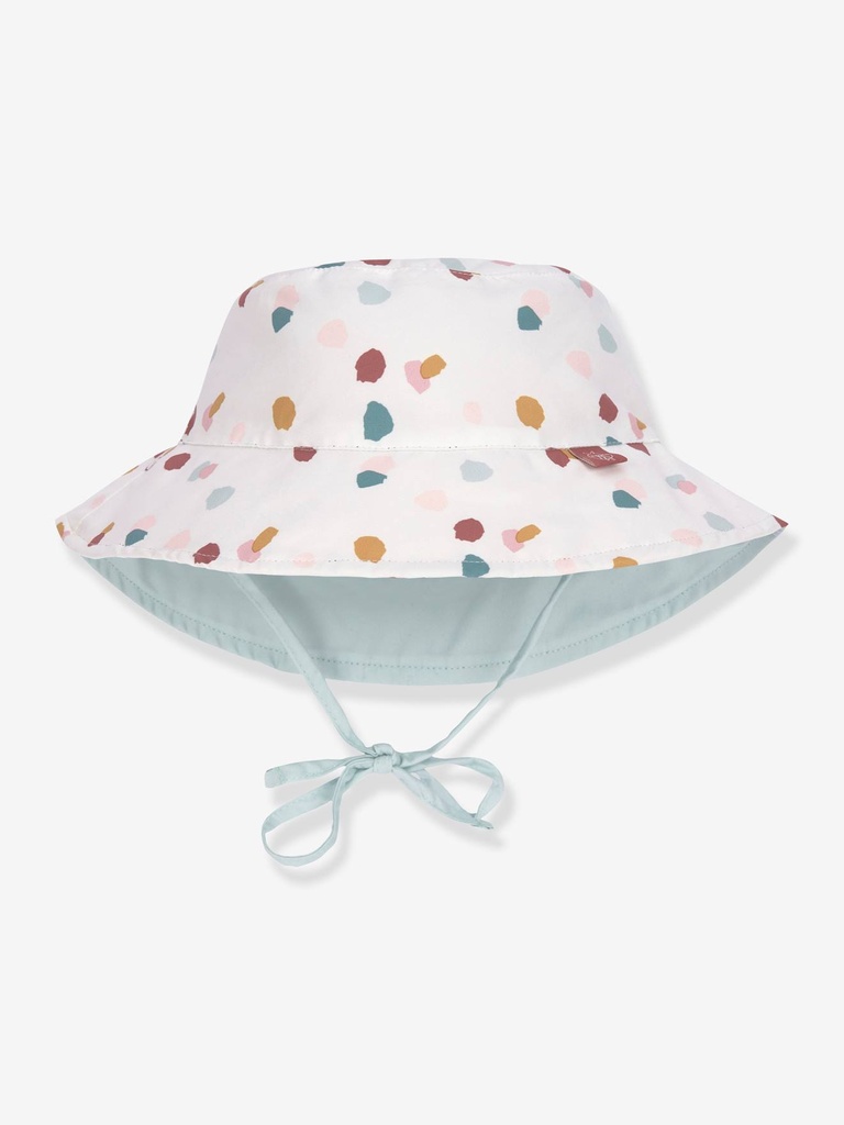 [1433005135-12] Chapeau anti-UV réversible à pois blanc 48/49 18 mois