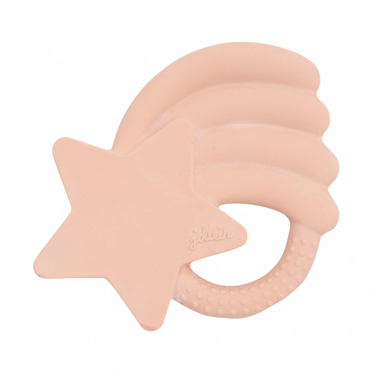 Anneau dentition en caoutchouc étoile rose