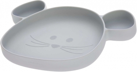 Assiette à compartiments silicone souris gris