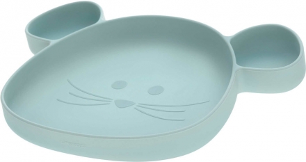 Assiette à compartiments silicone souris bleu