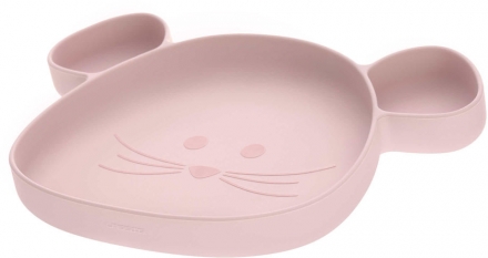 Assiette à compartiments silicone souris rose