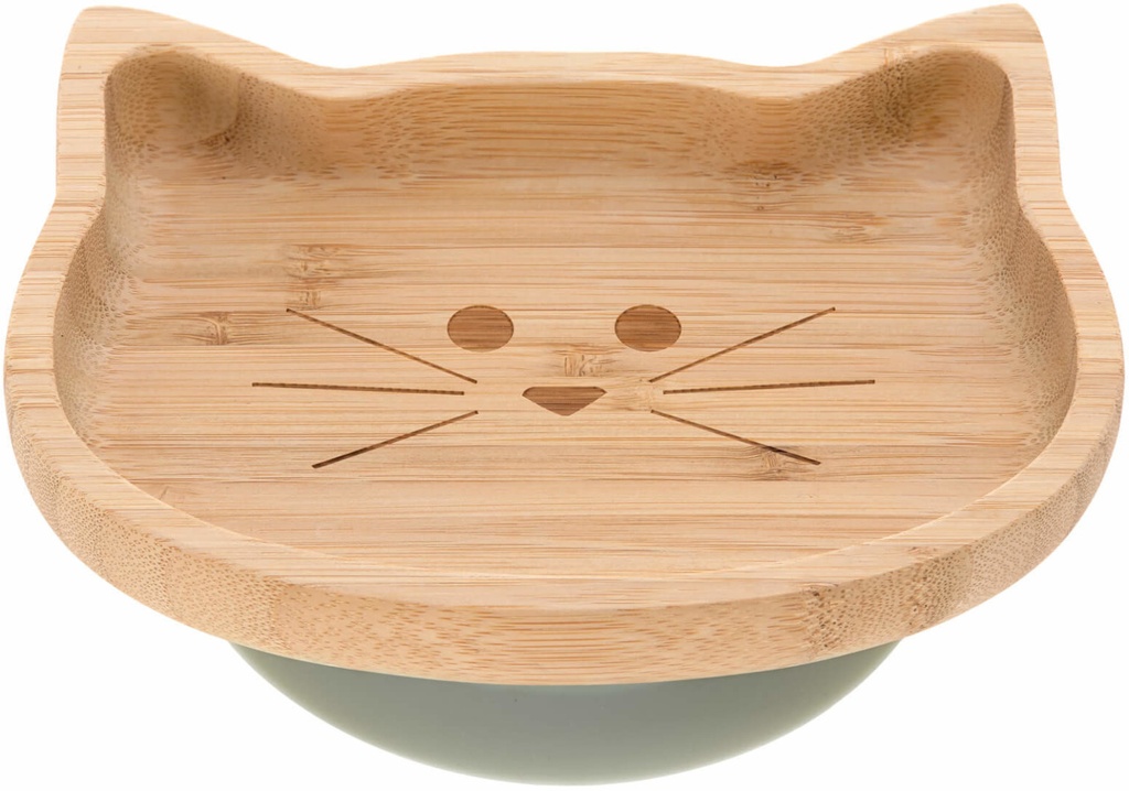 Assiette en bambou chat