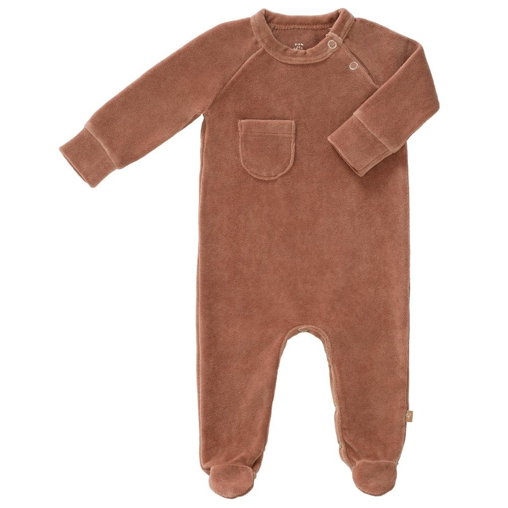 [VC170-03] Pyjama velours avec pieds tawny brun 0-3 mois