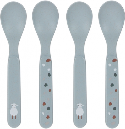 Lot de 4 cuillères mouton/oie bleu