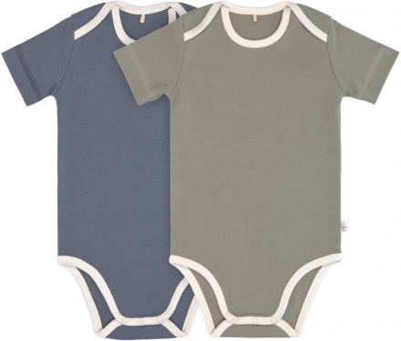 Lot de 2 body manche courte Gots bleu/olive 74/80