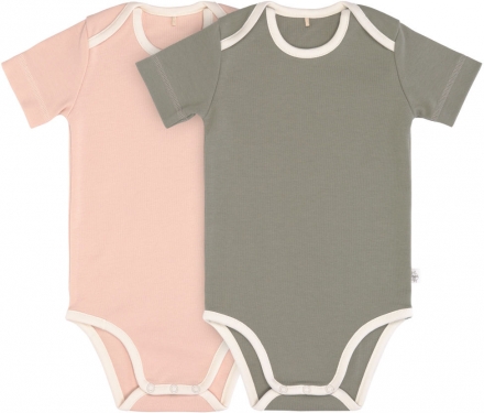 Lot de 2 body manche courte rose poudre/olive 74/80