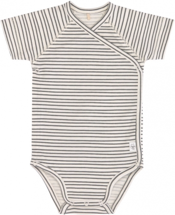 Body manche courte Gots rayé gris anthracite 62/68