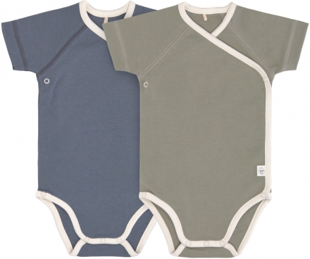 [1531024993-68] lot de 2 body manche courte Gots bleu/olive 62/68