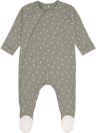 [1531027585] Pyjama avec pieds Gots petit trait olive 62/68